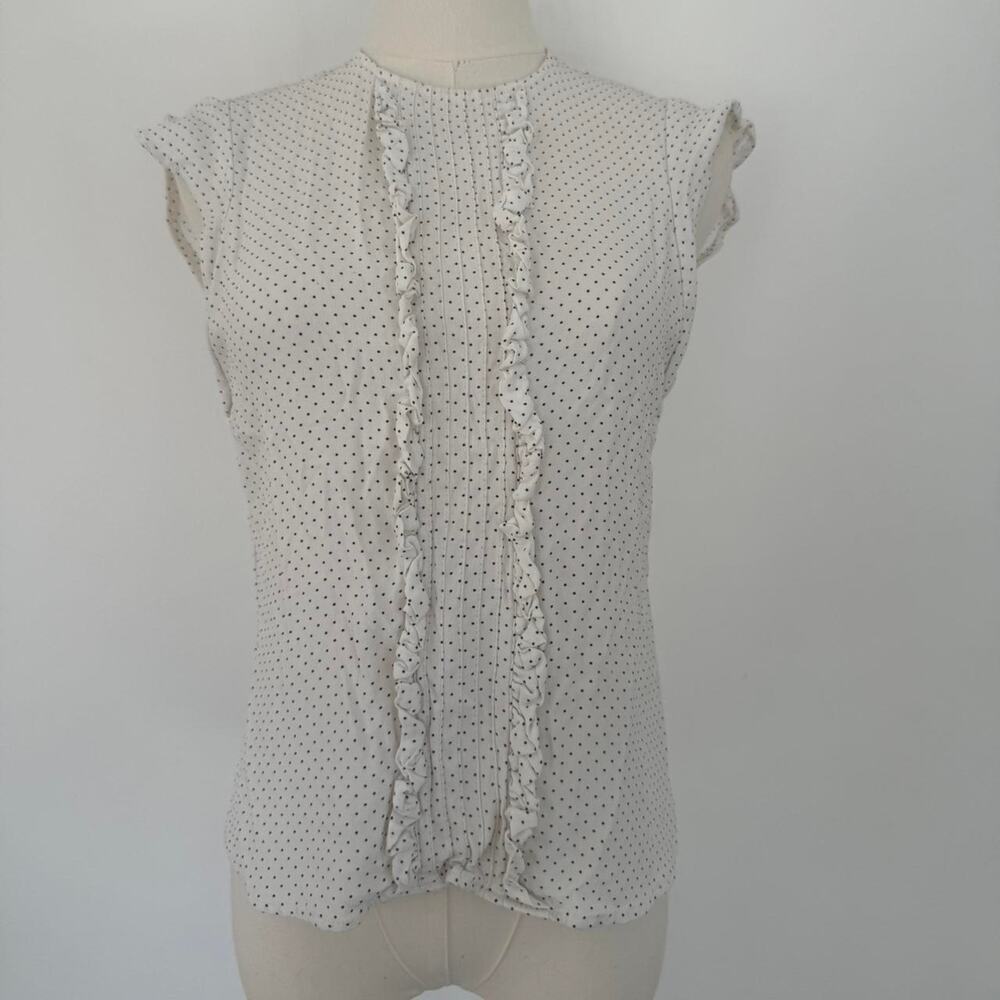 ZARA POLKA DOT RUFFLE TOP - Picture 2 of 5